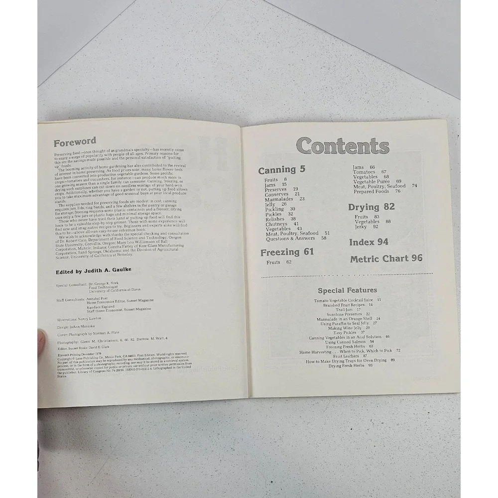 1979 Sunset Home Canning‎ Cookbook Preserving Freezing Drying Guide